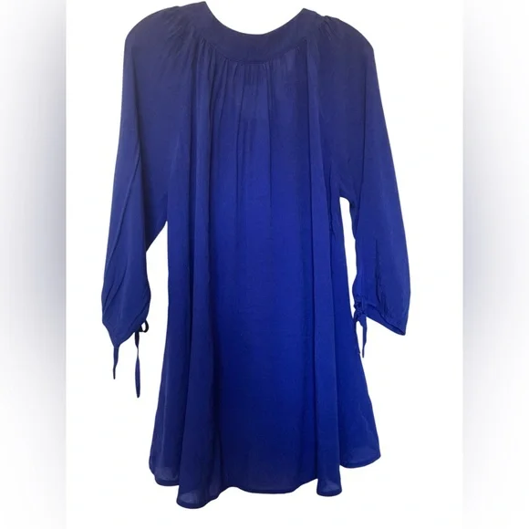 EMMA K Royal Blue Button-Up Blouse Shirt Top Flowy Silhouette Woman’s Shirt Top - Picture 7 of 7